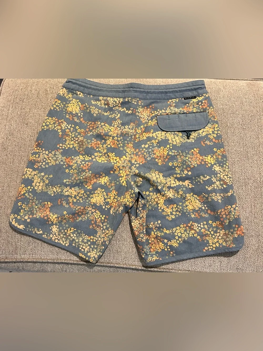 VISSLA Blue Floral Print Swim Trunks